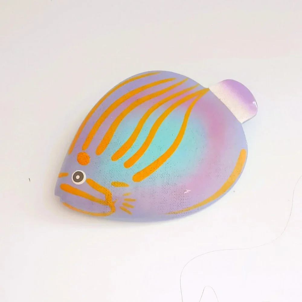 80's Alaskapades Tropical Fish Brooch Vtg Large Wooden Hand Painted Sea Life Pin
